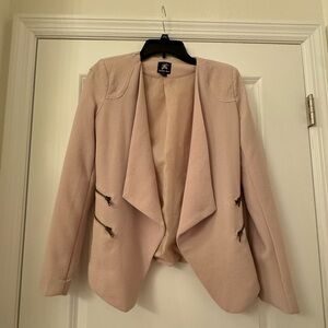 Double Zero Jacket long sleeves open front, faux zipper design tan size small